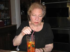 Grandma Betty with her morning Bloody Mary.  Classy way to sart the day.